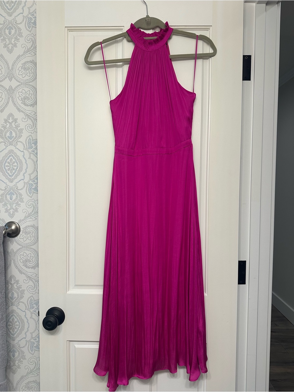 Banana Republic Fuchsia Halter Midi Dress